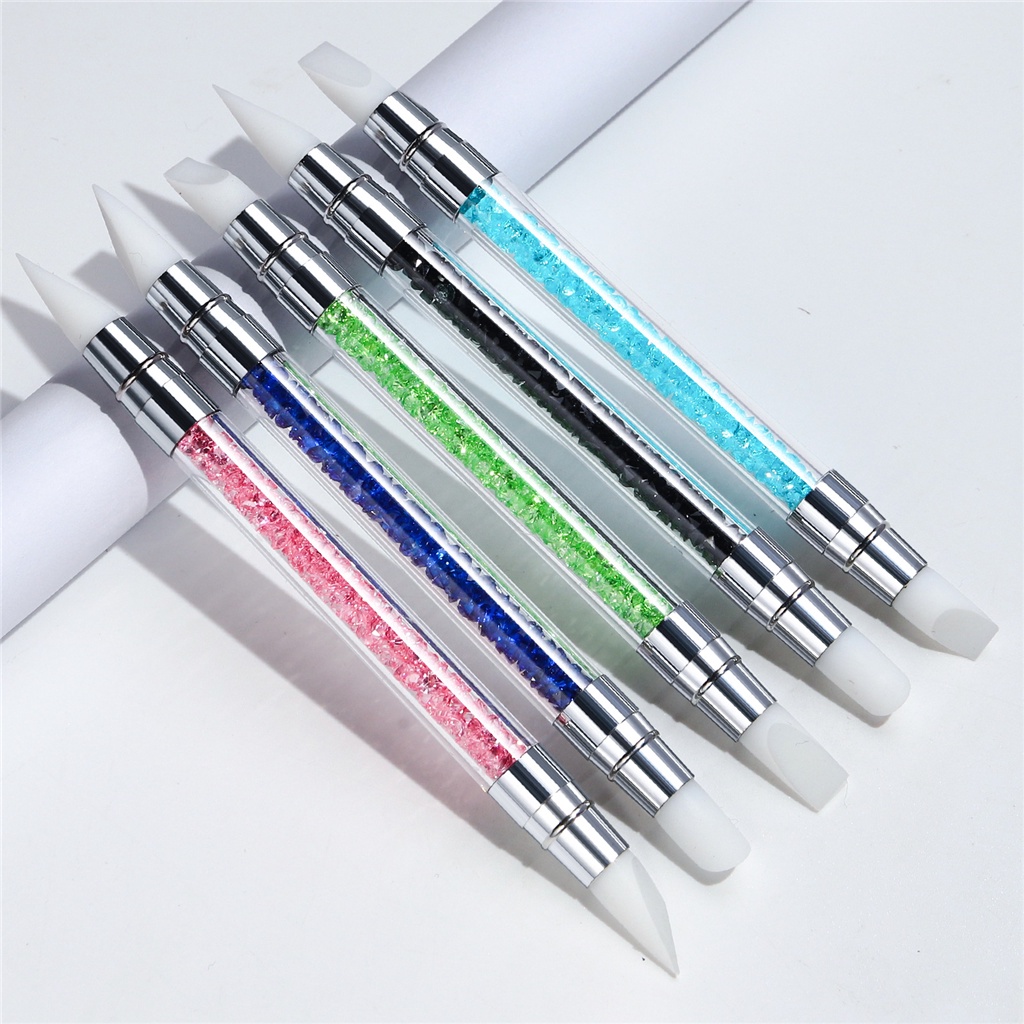 Bút Chạm Khắc Móng Tay Nghệ Thuật Bằng Silicone Hai Đầu