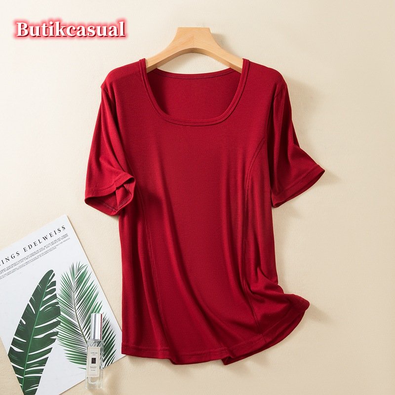 Áo Thun cotton Cổ Vuông Tay Ngắn Thời Trang Mùa Hè 2023 Cho Nữ