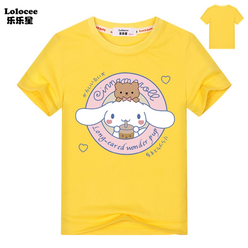 Áo Thun Tay Ngắn Cổ Tròn In Hình Cinnamoroll Dễ Thương Cho Bé Gái