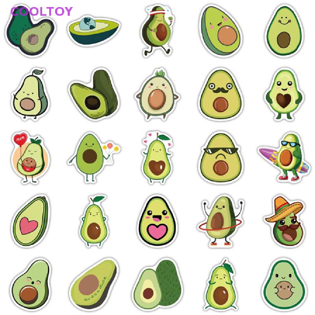Cooltoy 50 Miếng Dán Họa Tiết Graffiti Quả Bơ Hoạt Hình Graffiti Trang Trí Vali Laptop Mũ Bảo Hiểm