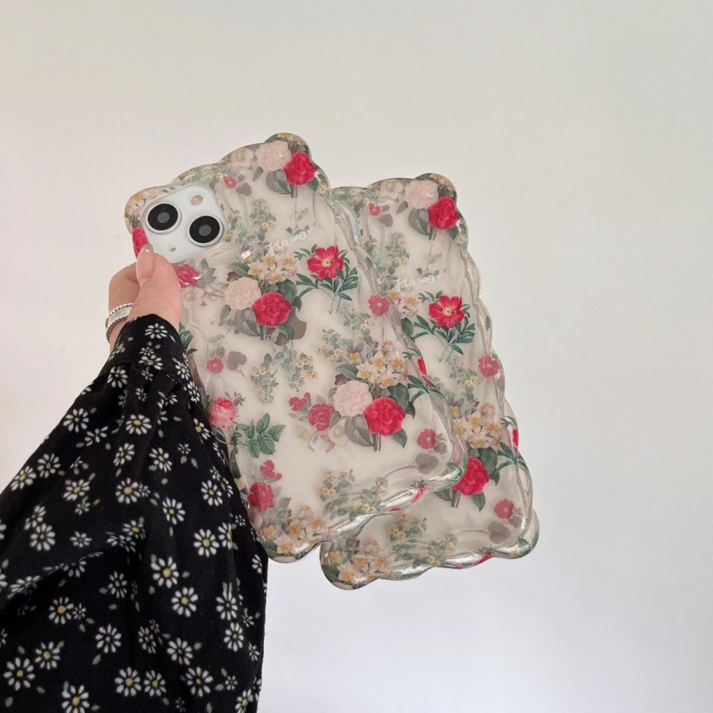 ✅Ốp Điện Thoại Mềm Họa Tiết Hoa Phong Cách Retro Cho iPhone14promax 13 12 11 FP7G