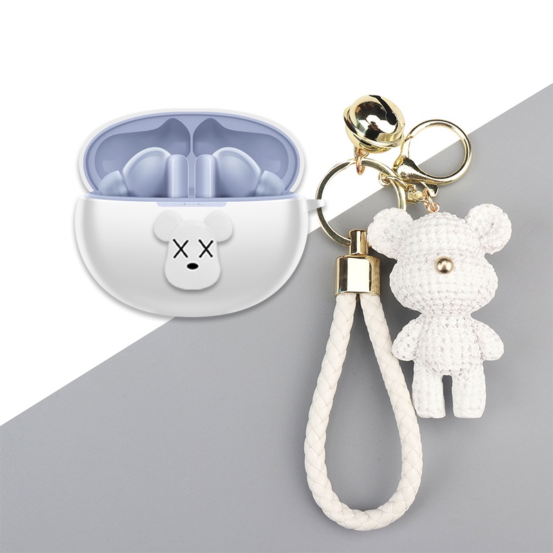 Huawei FreeBuds 5i Case Creative Kaws Cartoon Violent Bear Keychain Pendant Huawei FreeBuds 5i Silicone Soft Case Protective Cover Shockproof Case Protective Cover Cute Briquette Crayon Pendant Huawei FreeBuds 5i Cover Soft Case