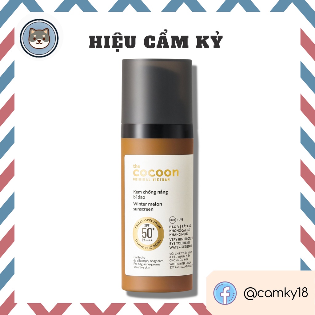 Kem chống nắng bí đao quang phổ rộng SPF 50 +, PA ++++ Cocoon 50ml