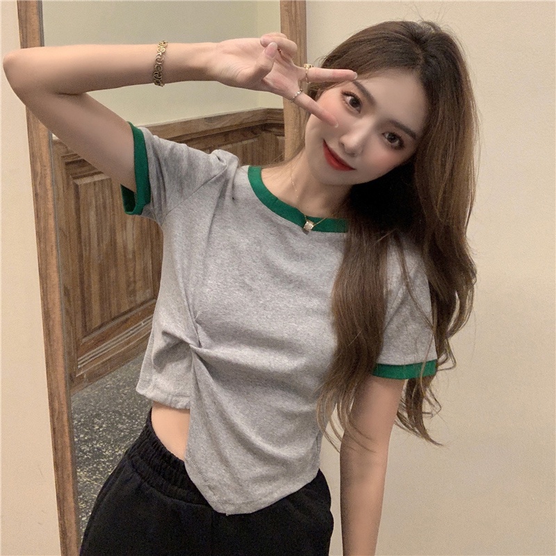 NRVP Áo Thun Tay Ngắn Dáng Ôm In Họa Tiết Độc Đáo Thời Trang Đường Phố Hàn Quốc Cho Nữ