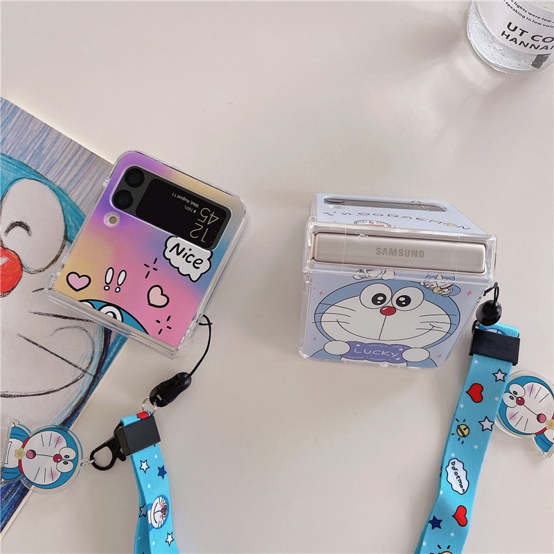 Ốp Điện Thoại PC Cứng Hoạt Hình Doraemon Cho Samsung Galaxy Z Flip 3 Z Flip 4 W23 ZFlip3 ZFlip4