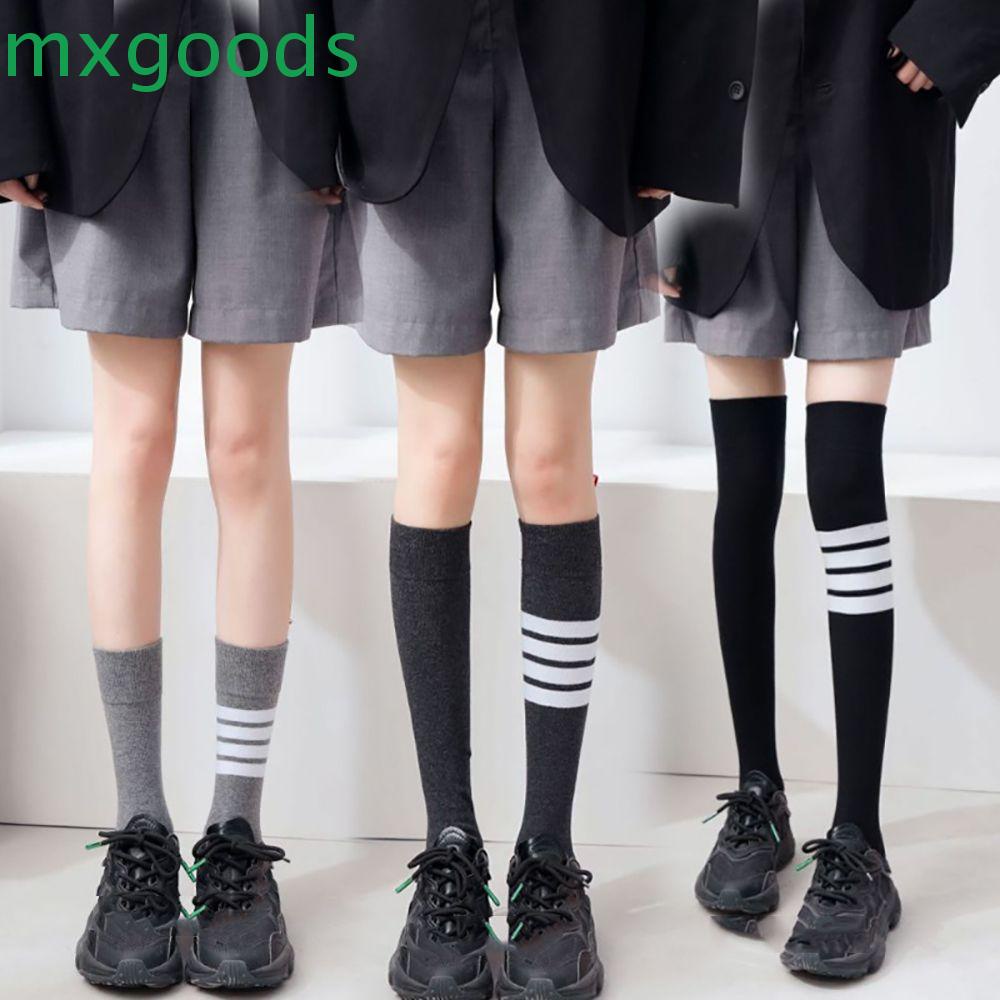 Vớ cotton cao đến đầu gối họa tiết kẻ sọc nhiều màu dễ thương quyến rũ cho nữ