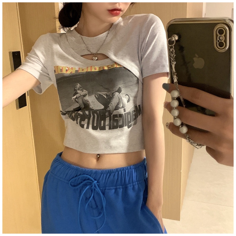 NRVP Áo Thun Tay Ngắn In Họa Tiết Phong Cách Hàn Quốc Mới Cho Nữ