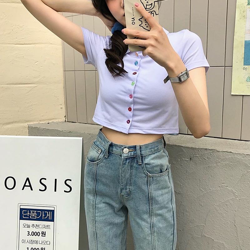 Áo thun NRVP tay ngắn in họa tiết phong cách Hàn Quốc thời trang cho nữ