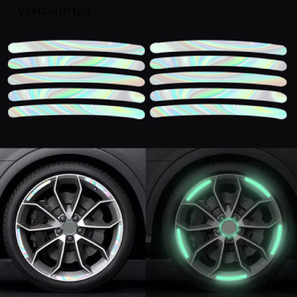 Bộ 20 miếng dán phản quang trang trí bánh xe ô tô cảnh báo an toàn ban đêm