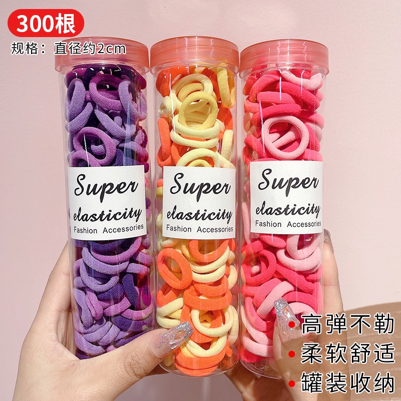 Set 100 Dây Buộc Tóc Co Giãn Phong Cách Hàn Quốc Đơn Giản Cho Nữ Kèm Hộp Đựng