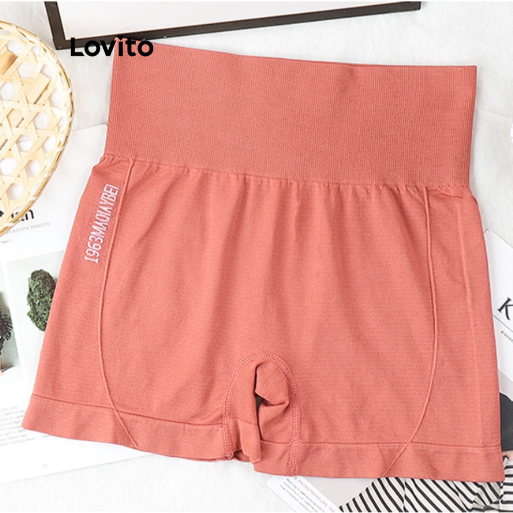 Quần đùi thể thao LOVITO màu trơn in họa tiết phong cách thời trang thiết yếu