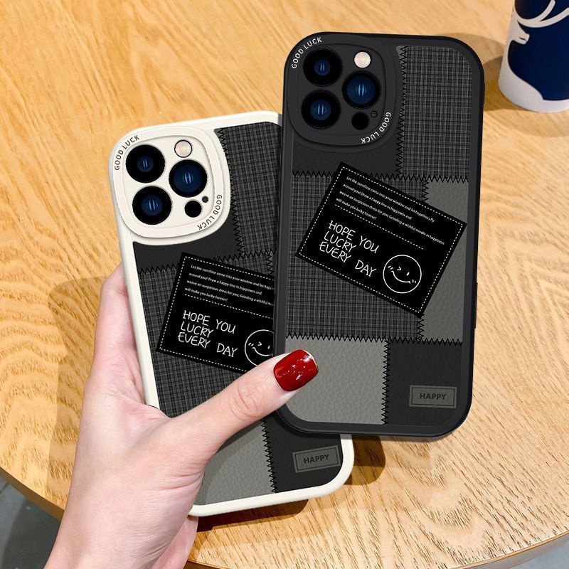 ✅Ốp Điện Thoại Da Cừu Mềm Chống Sốc Hình Mặt Cười Cho iPhone 13 12 14ProMax 11 7 8pins BGO1