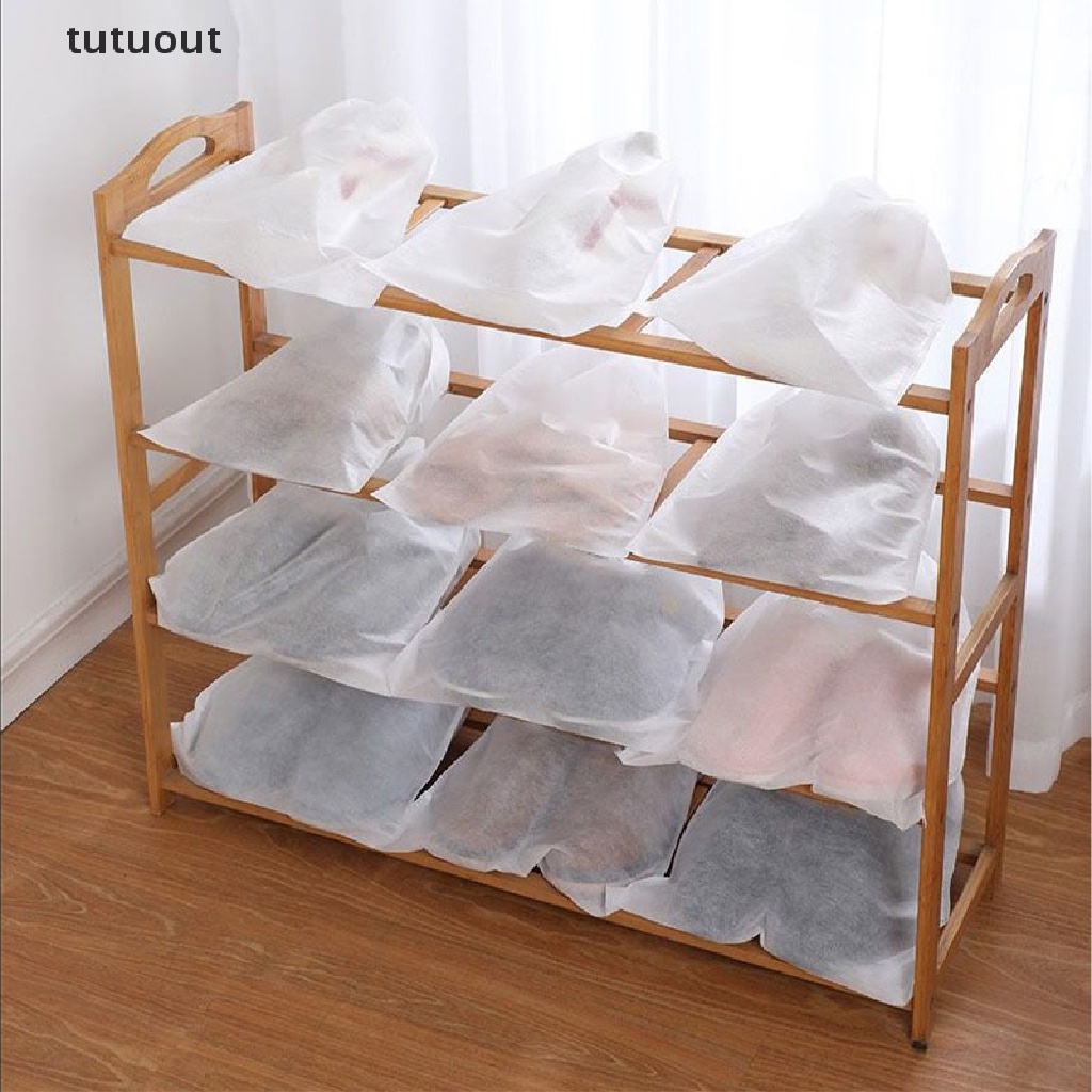 Bộ 10 túi đựng giày bằng vải không dệt trong suốt chống bụi có dây rút