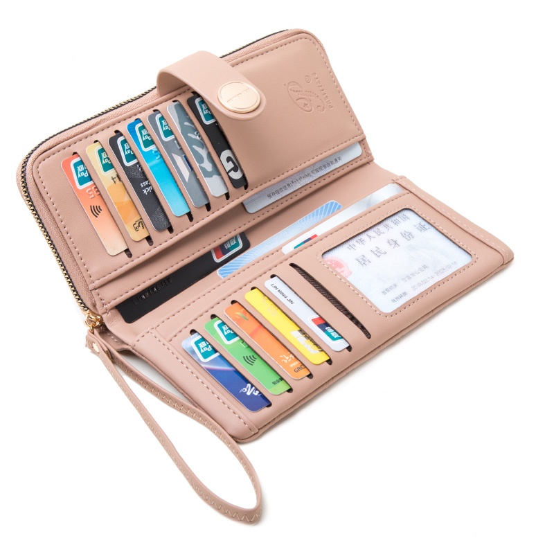 Ví Nữ Dài Cầm Tay Có Khóa Kéo Và Dây Đeo Cổ Tay