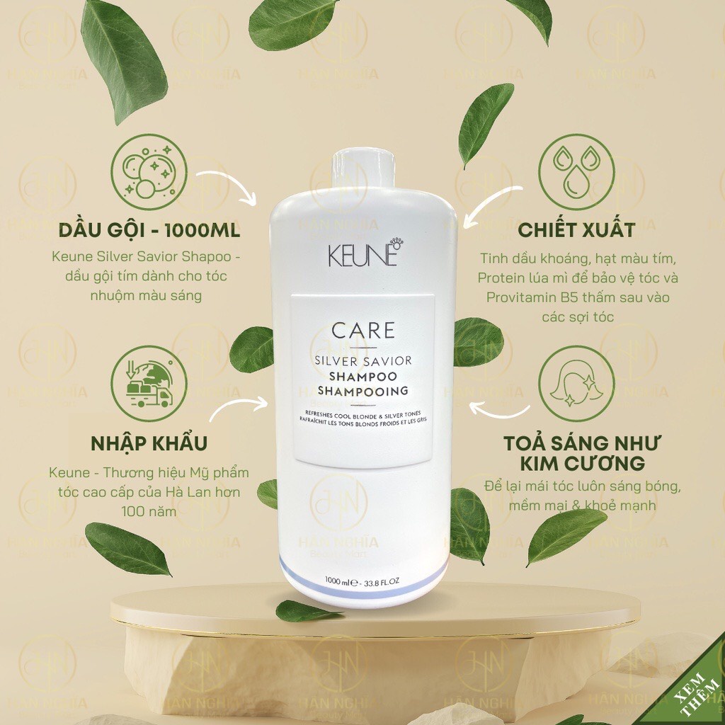 Gội xả tím khử vàng dành cho tóc nhuộm màu sáng Keune CARE Silver Savior 1000mlx2