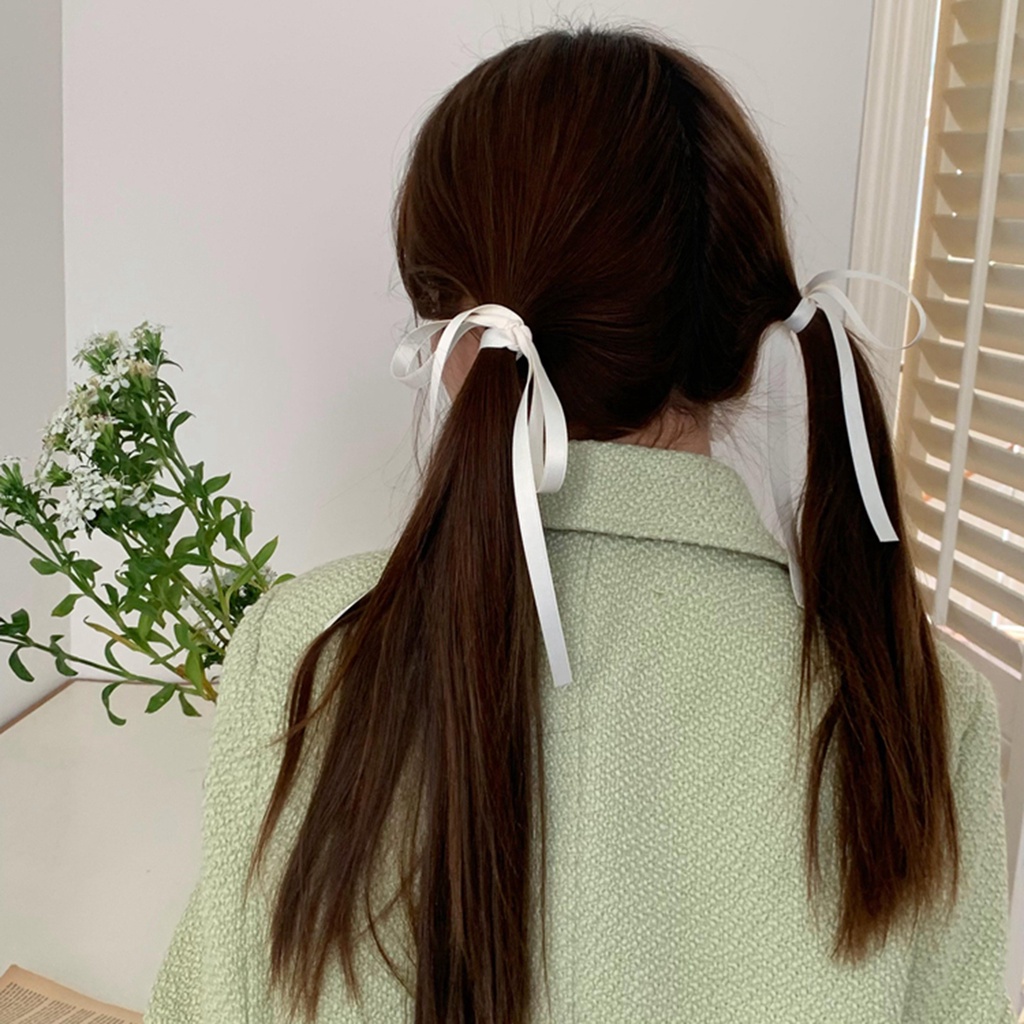 Y2k Buộc tóc nơ rủ dài, buộc tóc nơ nữ tính tiểu thư cho các nàng nhiều màu sắc