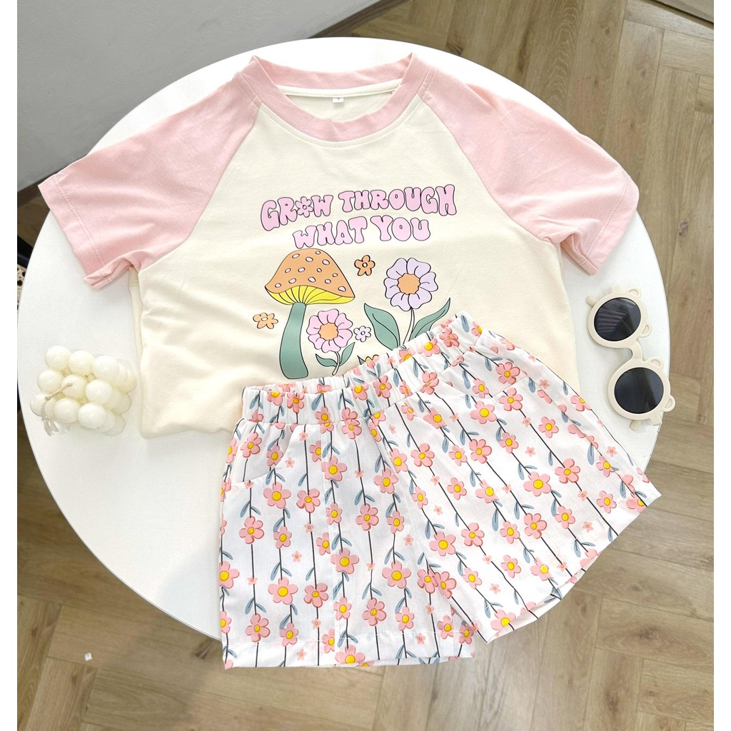 Set thun hè bé trai bé gái 100% cotton Hàn Quốc