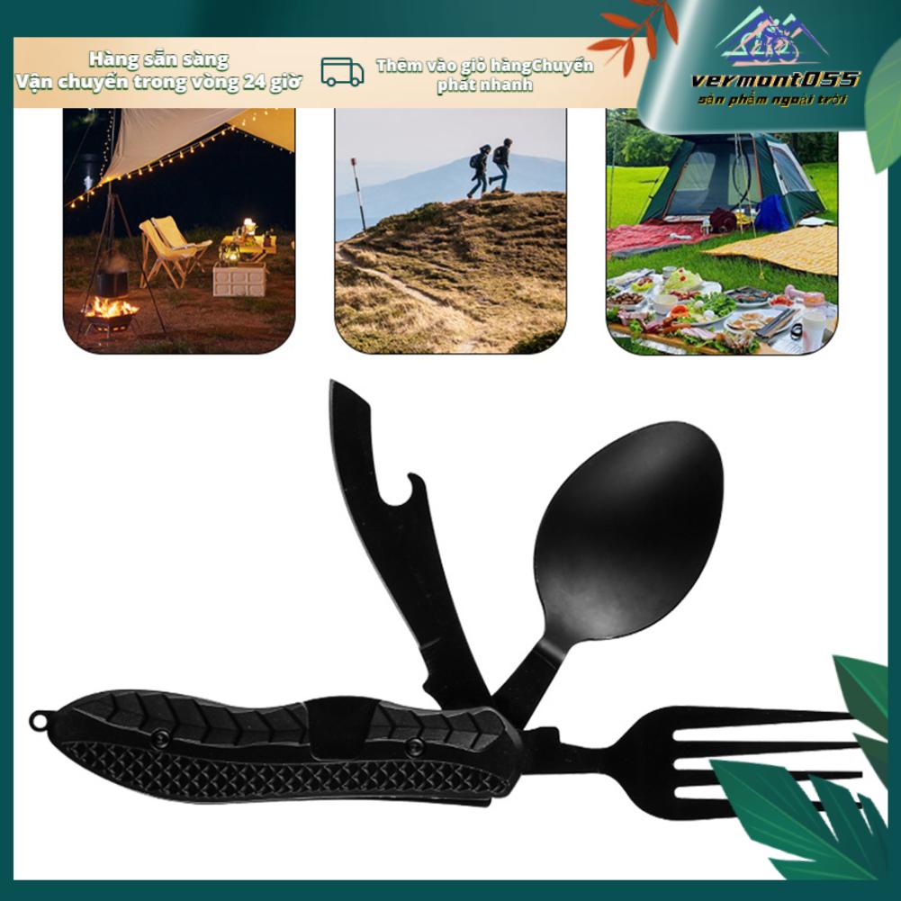 Vermont055 Dụng Cụ Cắm Trại 4 Trong 1 Bằng Thép Không Gỉ Có Thể Gập Lại Tháo Rời Dao Đa Năng Cho Du Lịch Dã Ngoại Ngoài Trời
