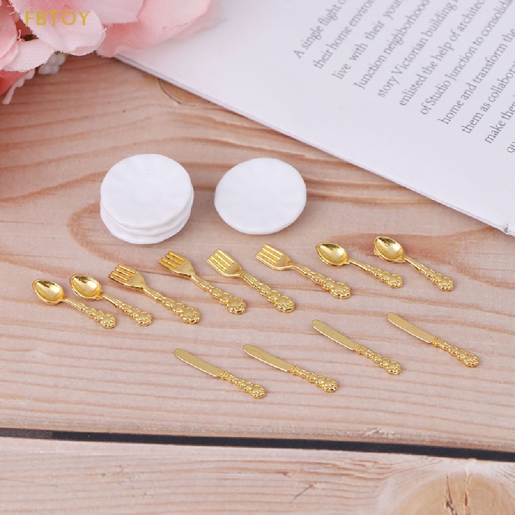 Set 12 Dụng Cụ Bàn Ăn Bằng Gốm Phong Cách Vintage Cho Nhà Búp Bê