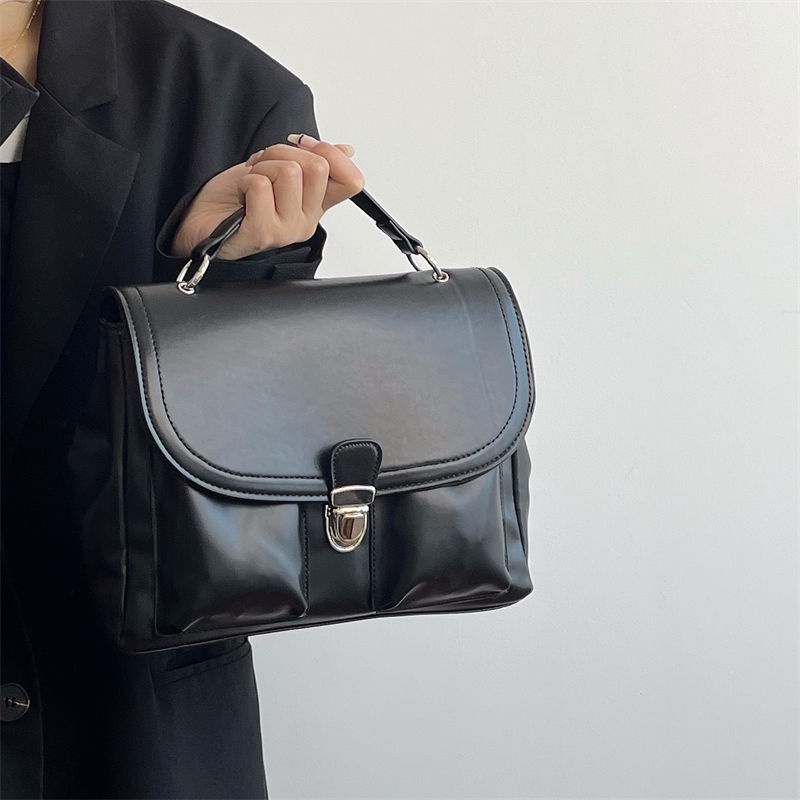 Mischa Túi Đeo Vai Bằng Da PU Mềm Màu Trơn Cỡ Lớn Phong Cách retro Thời Trang