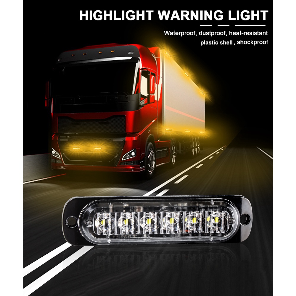 Đèn LED Cảnh Báo 6 Bóng 12V-24V Gắn Thân Xe Hơi / Xe Tải