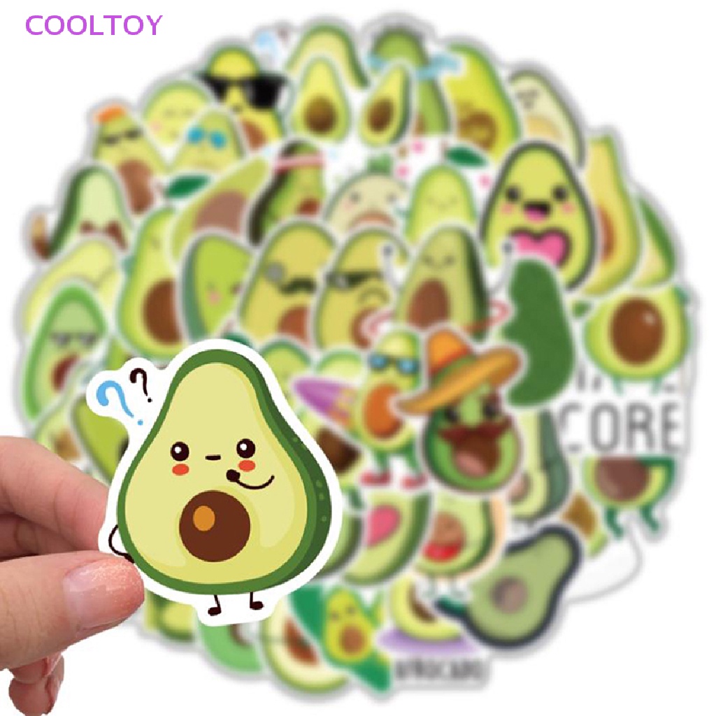 Cooltoy 50 Miếng Dán Họa Tiết Graffiti Quả Bơ Hoạt Hình Graffiti Trang Trí Vali Laptop Mũ Bảo Hiểm