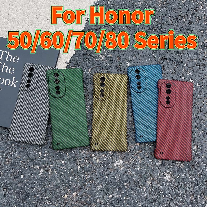 Ốp Điện Thoại PC Cứng Siêu Mỏng Không Khung Chống In Dấu Vân Tay Họa Tiết Sợi Carbon Cho Huawei Honor 80 70 60 50 Pro SE