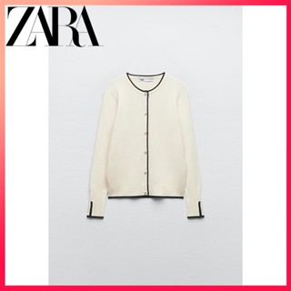 Zara mùa xuân mới quần áo nữ áo len dệt kim cardigan