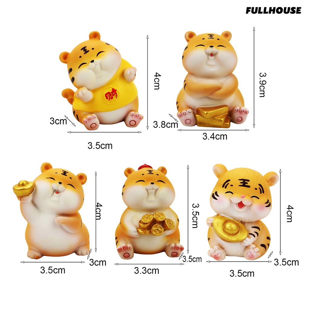 ☀Mô Hình Hổ Hoạt Hình Mini Bằng Nhựa Resin Để Bàn Trang Trí