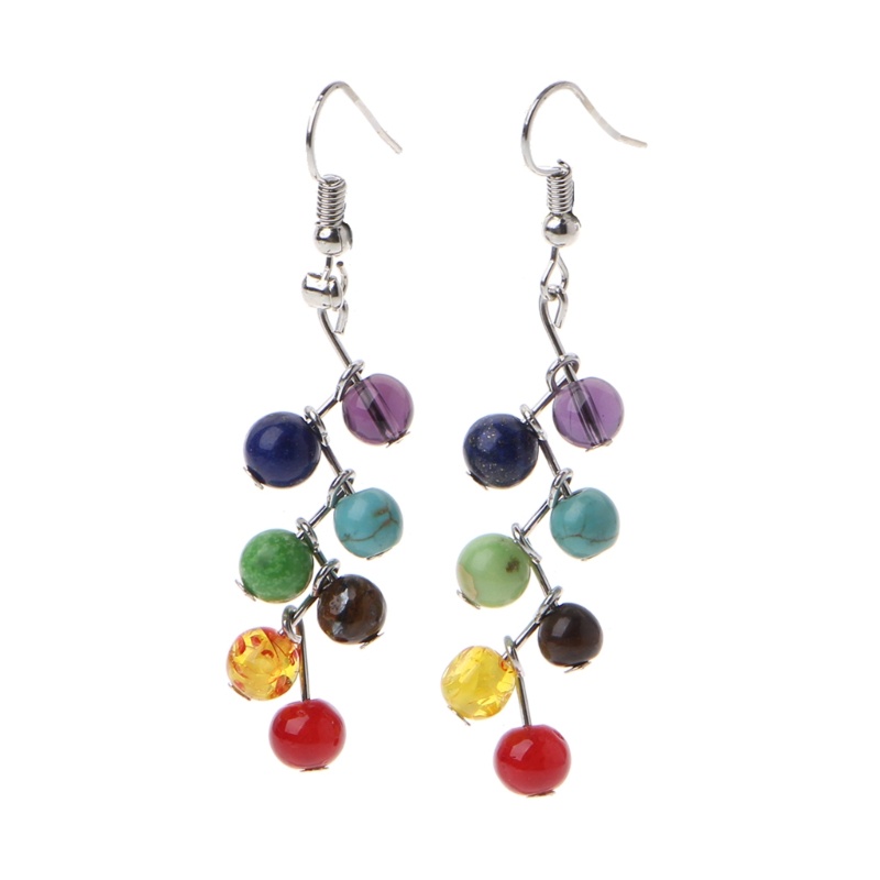 Khuyên Tai Xỏ Hạt Hợp Kim Màu Cầu Vồng Phong Cách Tối Giản Cổ Điển Cho Nữ