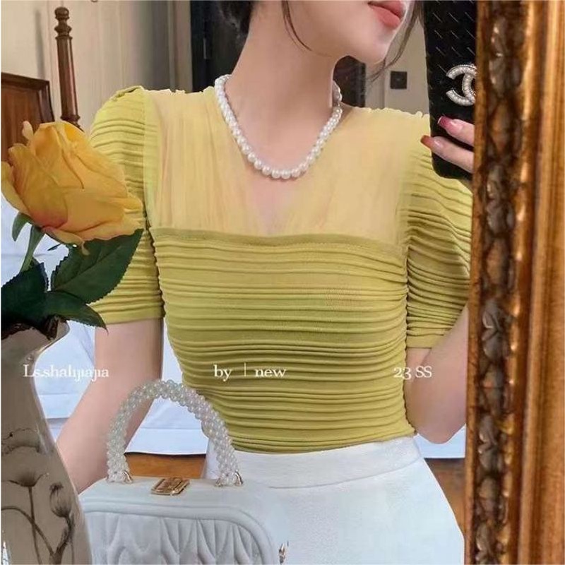 NRVP Áo Thun Nữ Ngắn Tay Màu Trơn Lưng Đẹp Thoải Mái Phong Cách Hàn Quốc