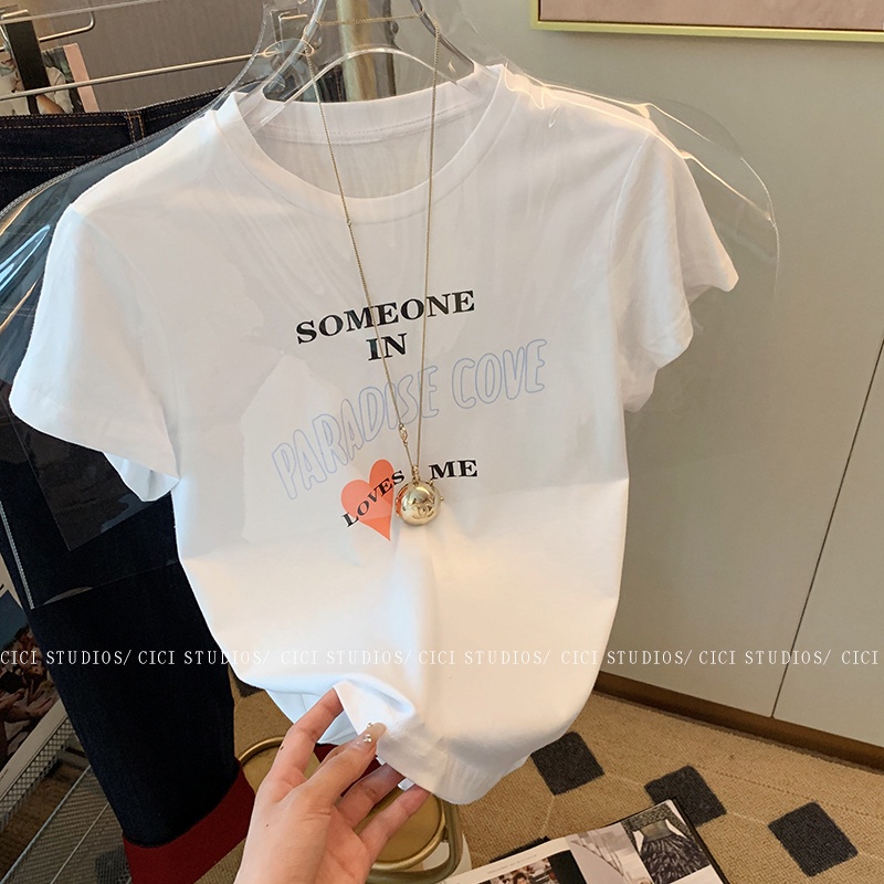 Nrvp [Hàng Có Sẵn] Áo Thun Cotton Tay Ngắn Dáng Ôm In Hình Đồ Họa Độc Đáo Thời Trang Đường Phố Hàn Quốc Dành Cho Bạn Nữ