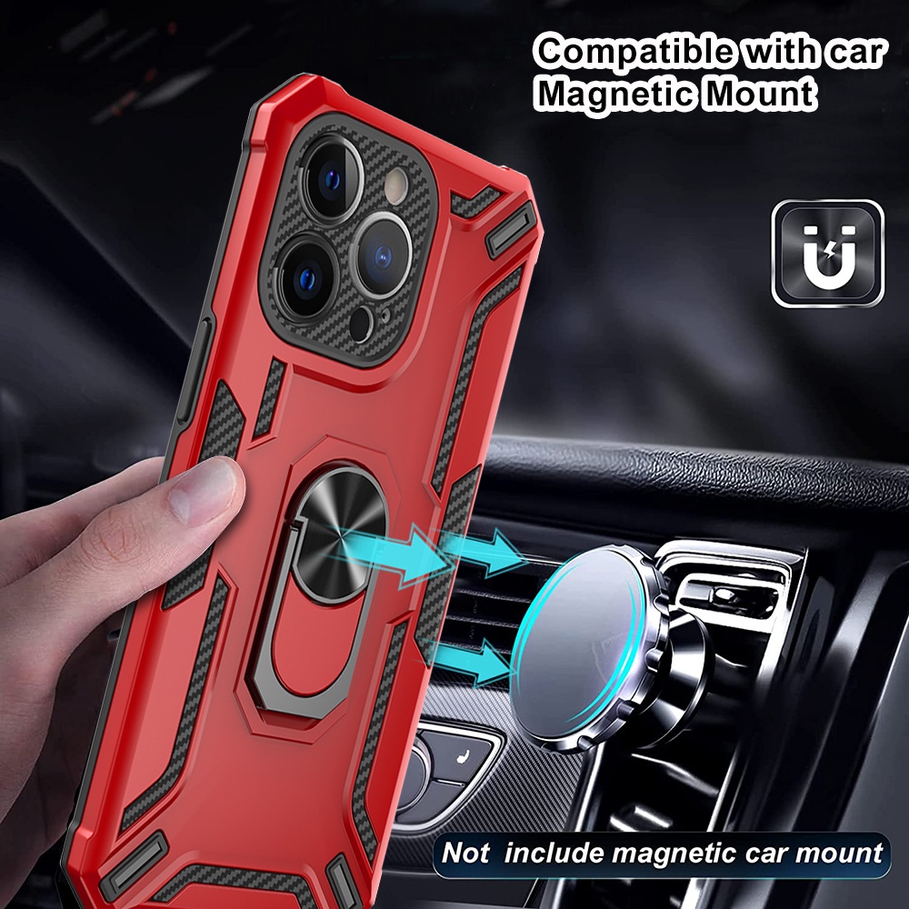 Áo giáp cứng sang trọng và Vỏ điện thoại chống sốc bằng silicon mềm với chân đế vòng kim loại IPhone 14 Pro Max 13 Pro Max 12 Pro Max 11 Pro Max Xs Max Xr X
