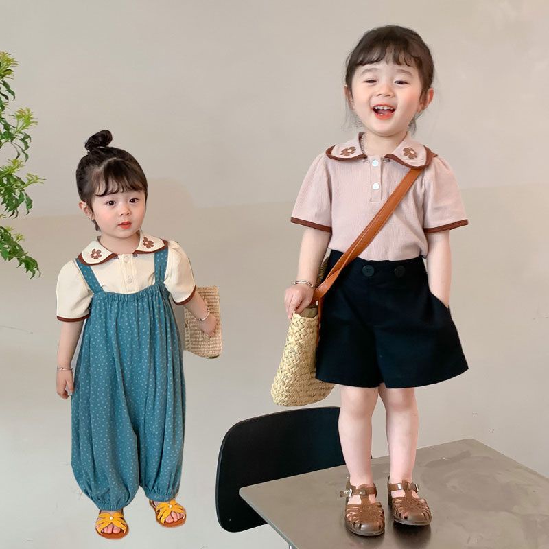 Áo Thun Tay Phồng Ngắn In Hoa Thời Trang Mùa Hè Xinh Xắn Cho Bé Gái