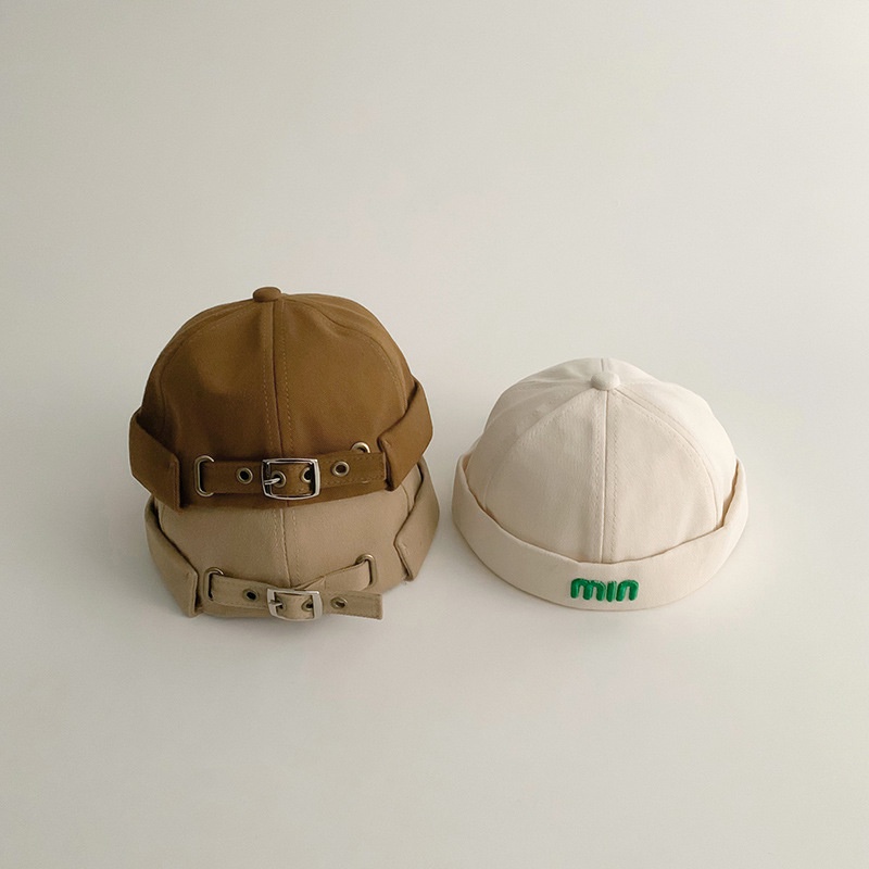 Mũ Beanie Màu Trơn Thêu Chữ Phong Cách Hip Hop Thời Trang Cho Bé