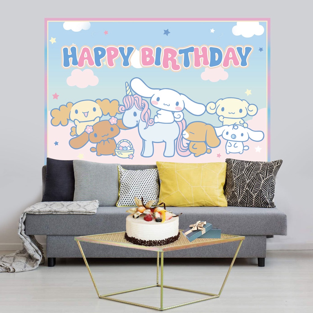 150 * 100 Cm Cinnamoroll Chúc Mừng Sinh Nhật Đảng Phông Nền Biểu Ngữ Dễ Thương Vải Ảnh Đạo Cụ Trang Trí Tiệc