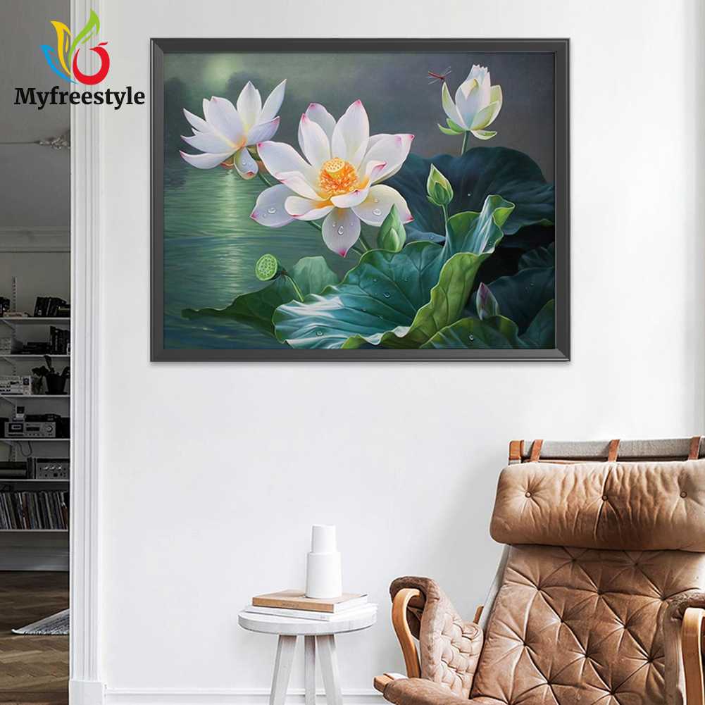 50*40CM Bộ Tranh Thêu Chữ Thập Tự Làm Hình Hoa Sen 50X40Cm 11Ct (Jl187 A)