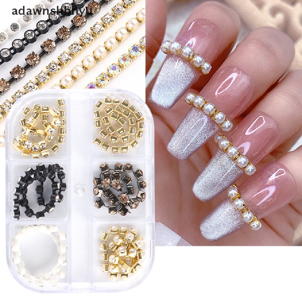 Phụ Kiện Dây Xích Đính Đá 3D Lấp Lánh Trang Trí Móng Tay DIY