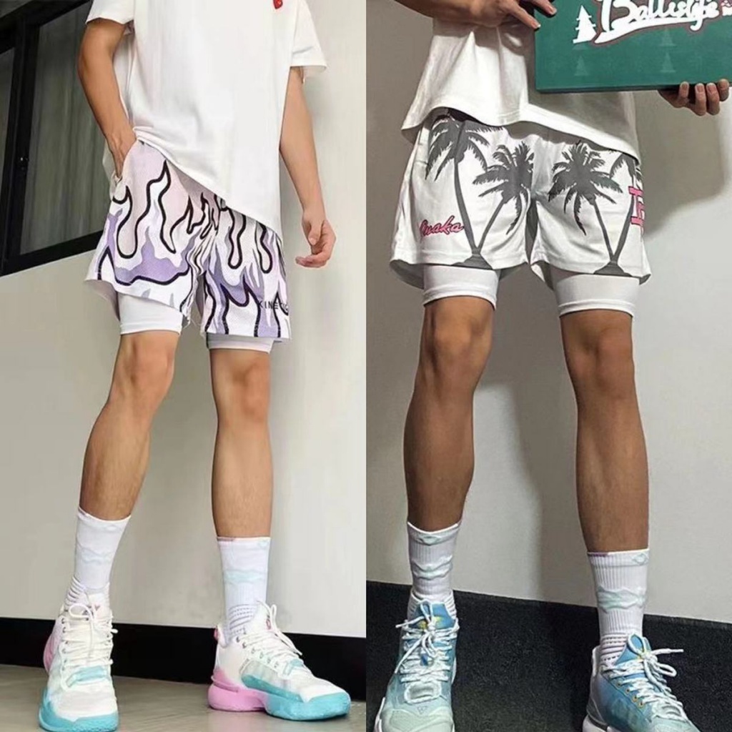 Quần Short Thể Thao Giả Hai Mảnh Thoáng Khí Mau Khô Phong Cách Đường Phố Kinetic Inaka Power