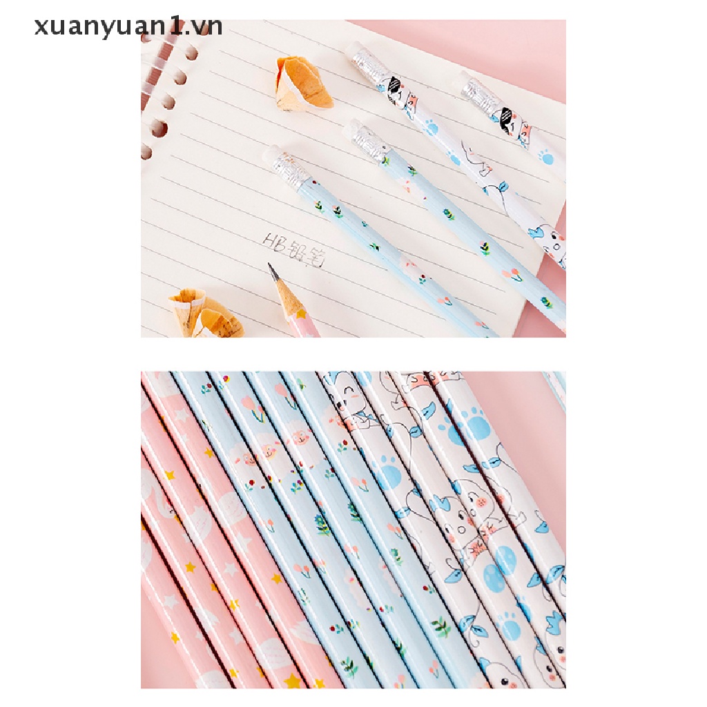 Set 10 Bút Chì HB Họa Tiết Hoạt Hình Dễ Thương Dành Cho Học Sinh