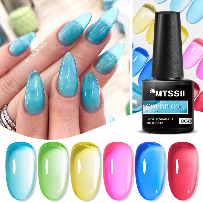 Gel Sơn Móng Tay MTSSII Dạng Thạch Trong Suốt Màu Trơn Tùy Chọn Lấp Lánh Nghệ Thuật 7ml