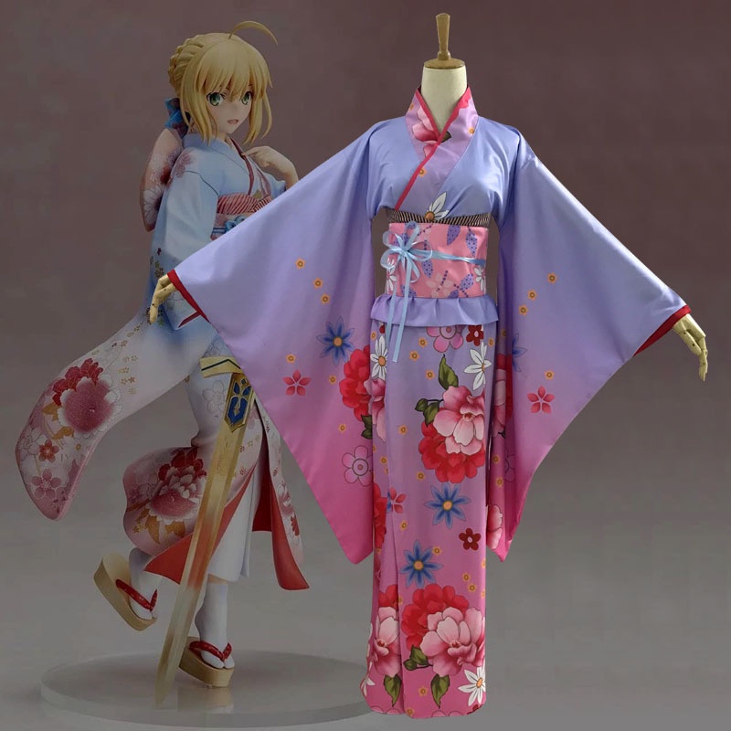 Áo Khoác Kimono Tay Rung In Họa Tiết Anime fate My King saber cospaly Phong Cách Nhật Bản Cho Nữ.A2 A2