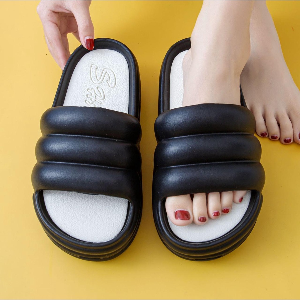 Dép Bánh Mì Quai Ngang Đế Cao 7cm, Phối Màu Phong Cách Trẻ Trung DP29