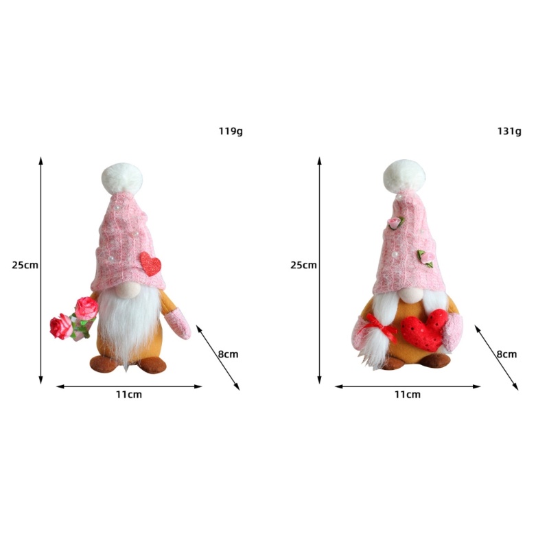 Mô Hình Búp Bê Gnomes Cầm Hoa Và Trái Tim Không Mặt Thủ Công Trang Trí Nhà Cửa