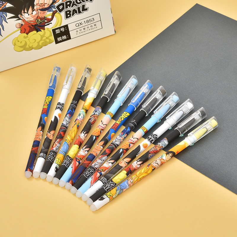 Hộp 12 Bút Mực Gel Đen Họa Tiết Hoạt Hình Dragon Ball Son Goku Có Thể Xóa Được