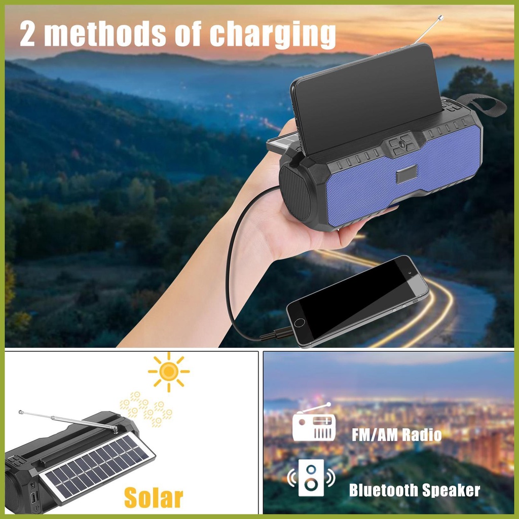 Radio AM / FM Năng Lượng Mặt Trời Có Loa Đa Năng Cho Hoạt Động Ngoài Trời