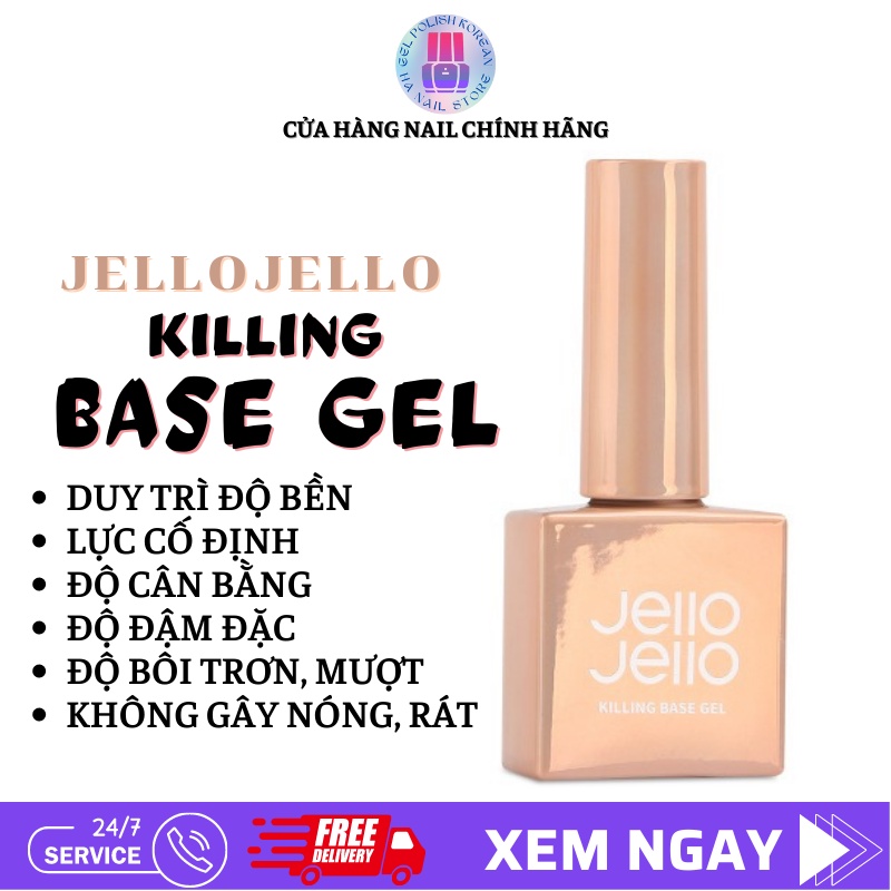 Sơn gel Base cường lực Killing Base 10ml - Sơn gel nền lý tưởng cho móng với công thức độc đáo của JelloJello Hàn Quốc