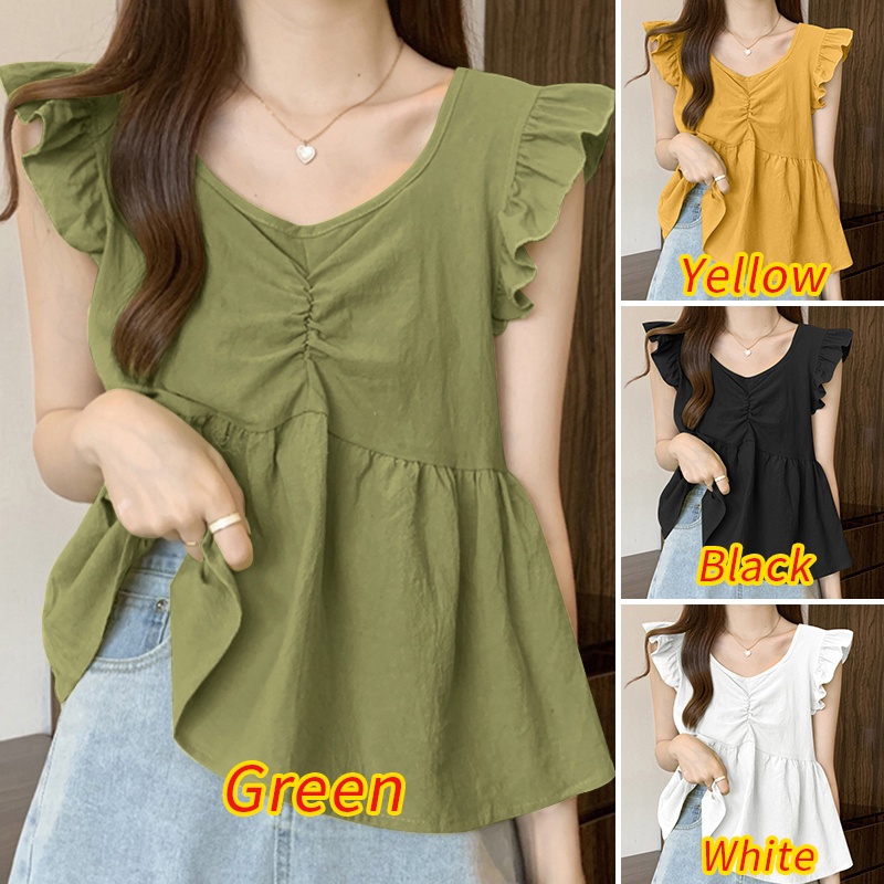 Zanzea Áo Lửng Không Tay Cổ Chữ U Xếp Ly Thời Trang Nữ Tính