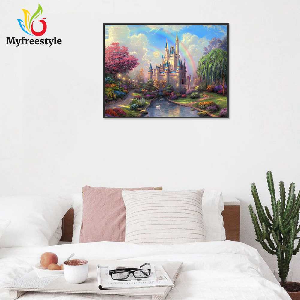 40 X 30cm Tranh Đính Đá Kim Cương Toàn Bộ 5D Diy Hình Lâu Đài Lộng Lẫy