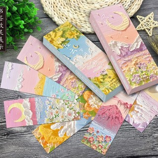 Hộp 32 Thẻ Đánh Dấu Trang Sách Hình Tranh Sơn Dầu
